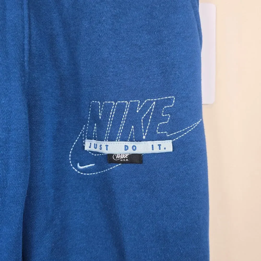 Nike Fleece Sweatpants Size 5 Court Blue Patches Just Do It Pockets